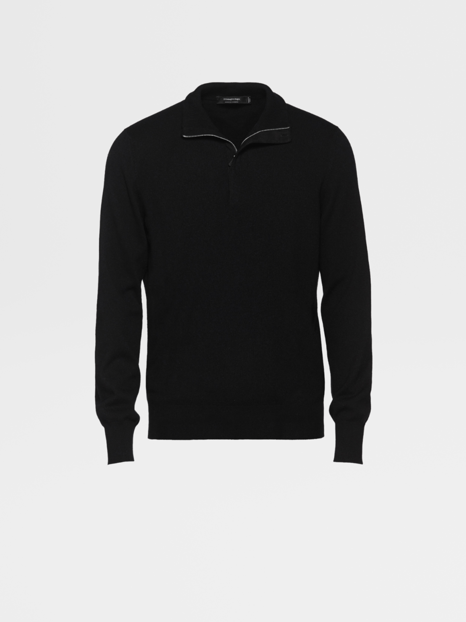 Jersey de Cuello de Chimenea en Punto de Premium Cashmere de color Negro